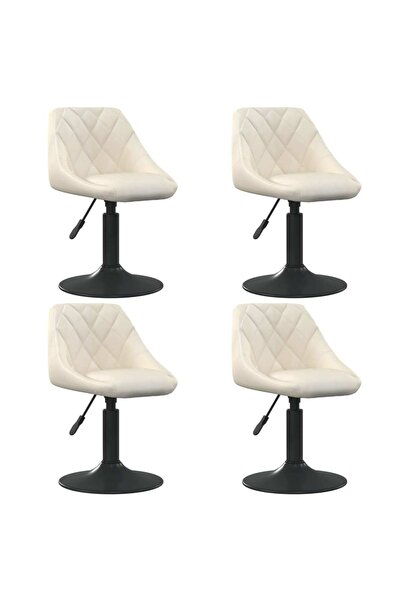 Concept Περιστρεφόμενες καρέκλες τραπεζαρίας, 4 τεμ., κρεμ, Βελούδο