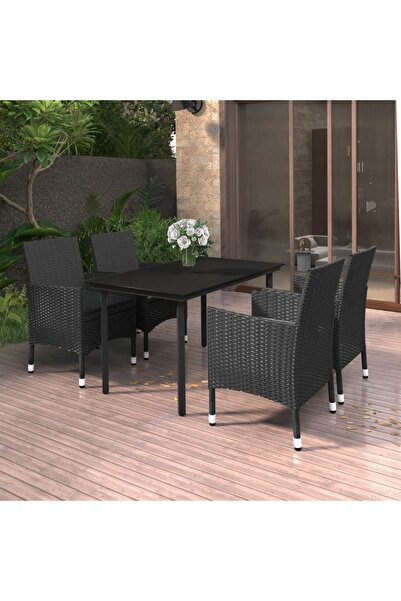 Concept Set mobilier de grădină cu perne, 5 piese, poliratan și sticlă