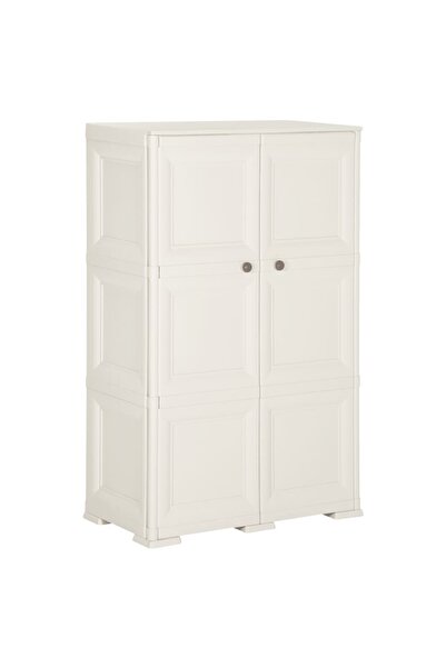 Concept Dulap din plastic, 79x43x125 cm, alb, design de lemn