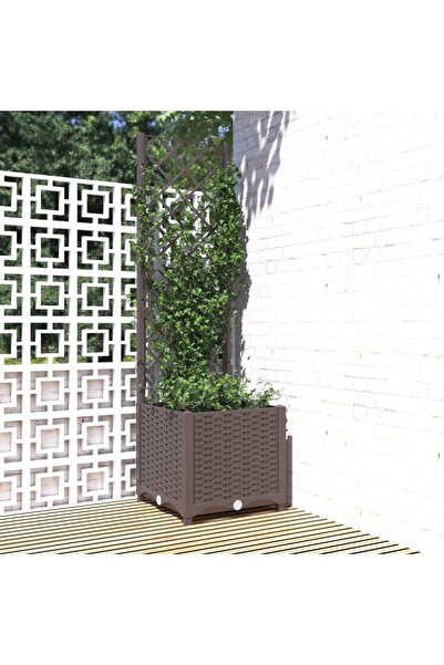 Concept Γλάστρα κήπου με πέργκολα καφέ, 40x40x136 cm, PP