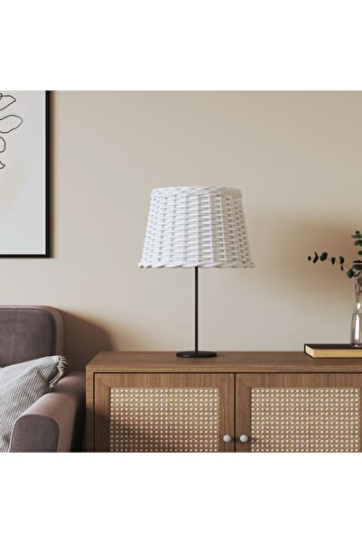 Concept Abajur veioză, alb, Ø40x26 cm, răchită