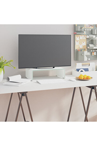 Concept Stativ TV/monitor, sticlă, 40x25x11 cm, alb