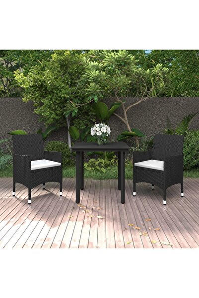 Concept Set mobilier de grădină cu perne, 3 piese, poliratan și sticlă