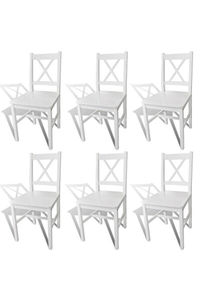 Concept Καρέκλες κουζίνας, 6 τεμ., λευκές, από ξύλο πεύκου