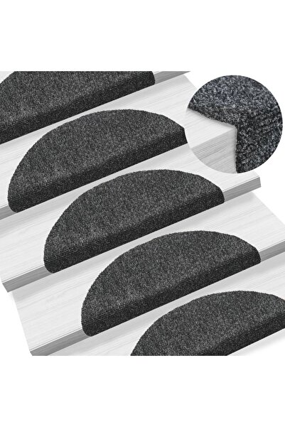 Concept Самозалепващи се постелки за стълби 5 бр. тъмносиви 56x17x3 см с перф...