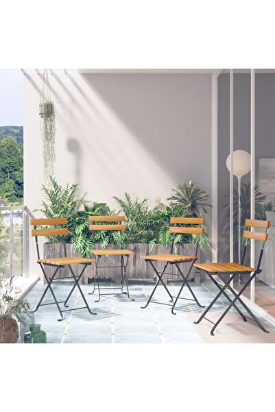 Concept Πτυσσόμενες καρέκλες μπιστρό, 4 τεμ., από μασίφ ξύλο ακακίας