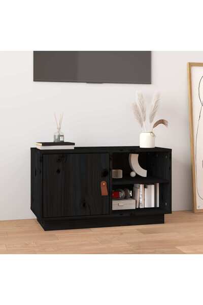 Concept Comodă TV, negru, 70x34x40 cm, lemn masiv de pin