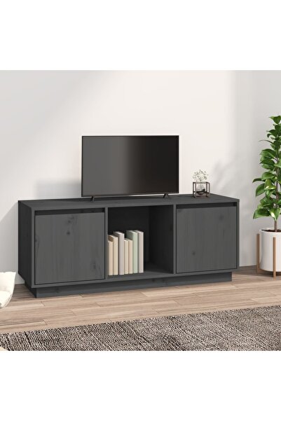 Concept Comodă TV, gri, 110,5x35x44 cm, lemn masiv de pin