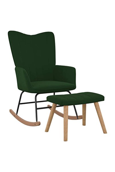 Concept Κουνιστή πολυθρόνα με σκαμπό, σκούρο πράσινο, Βελούδο