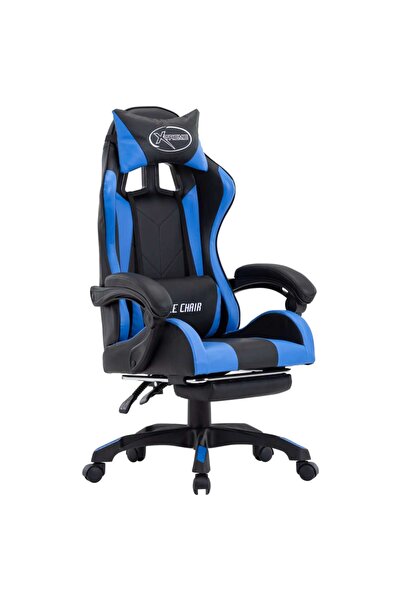 Concept Αγωνιστική σέλα με υποπόδιο σε μπλε/μαύρο οικολογικό Δερμάτινο