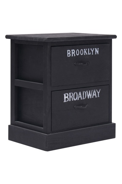 Concept Noptieră, negru, 38 x 28 x 45 cm, lemn de paulownia