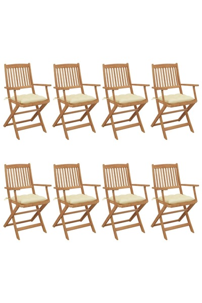 Concept Πτυσσόμενες καρέκλες κήπου με μαξιλάρια, 8 τεμ., από μασίφ ξύλο ακακίας