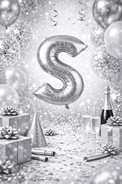Happyewent Silver "S" Letter Foil Balloon – 100 cm