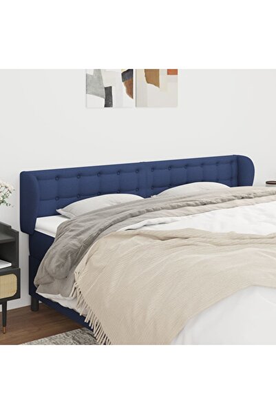 Concept Tăblie de pat cu aripioare, albastru, 163x23x78/88 cm textil