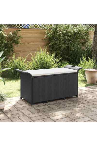 Concept Παγκάκι κήπου με Μαξιλάρι, μαύρο, 116x46x57 cm, πολυρατάν