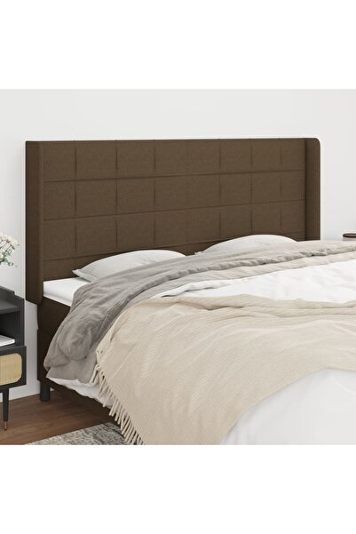 Concept Tăblie de pat cu aripioare maro închis 203x16x118/128 cm textil