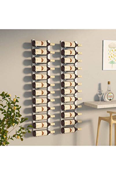Concept Επιτοίχια θήκη για μπουκάλια κρασιού, 12 μπουκάλια, 2 τεμ., λευκή, σι...