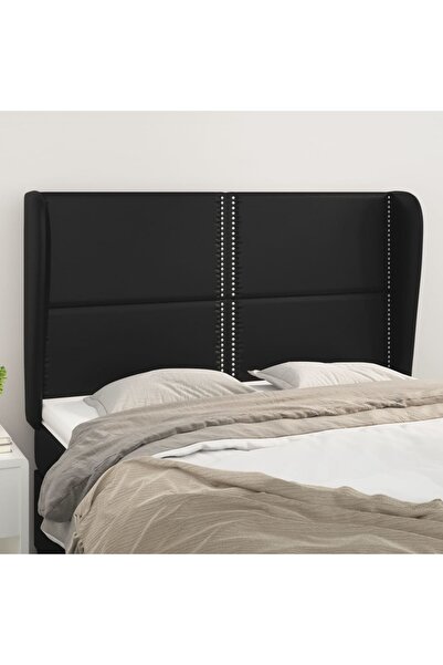 Concept Tăblie de pat cu aripioare, negru, 147x23x118/128 cm, piele