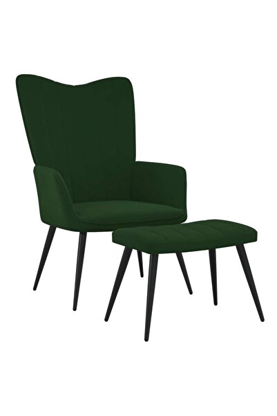 Concept Πολυθρόνα με σκαμπό, σκούρο πράσινο, Βελούδο