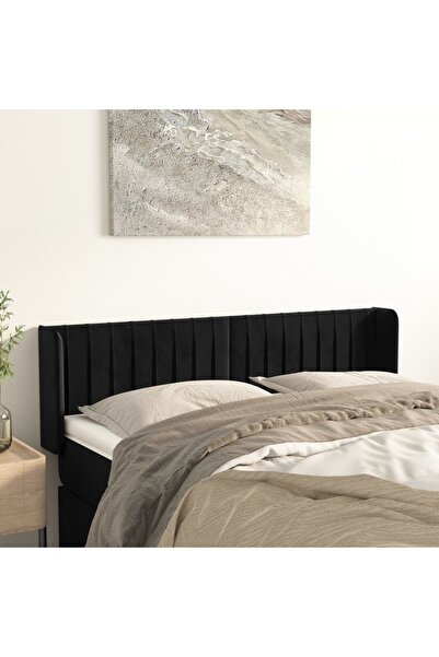 Concept Tăblie de pat cu aripioare negru 147x16x78/88 cm catifea