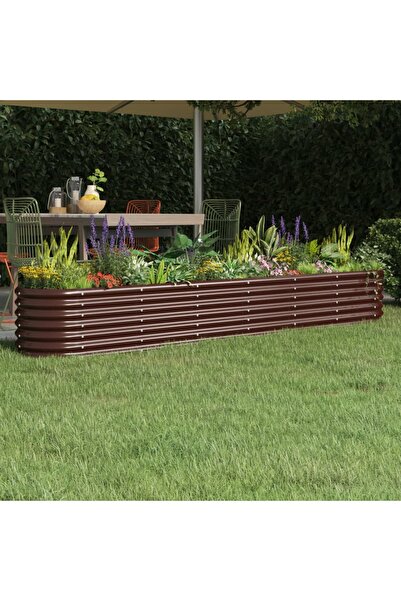 Concept Jardinieră grădină maro 260x40x36 cm oțel vopsit electrostatic