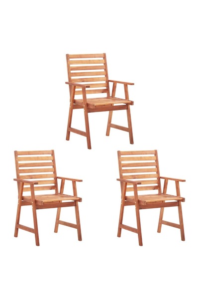 Concept Καρέκλες εξωτερικού χώρου, 3 τεμ., από μασίφ ξύλο ακακίας