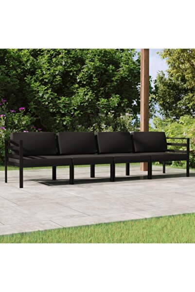 Concept Σετ επίπλων κήπου με μαξιλάρια, 4 τεμάχια, ανθρακί, αλουμίνιο