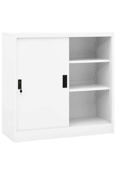 Concept Dulap de birou cu ușă glisantă, alb, 90x40x90 cm, oțel