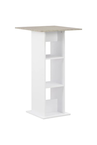 Concept Τραπέζι μπαρ, λευκό και γκρι τσιμέντου, 60 x 60 x 110 εκ.