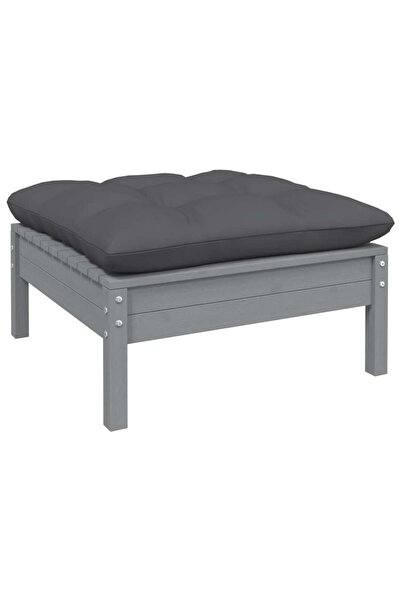 Concept Taburet de grădină cu pernă antracit, gri, lemn masiv de pin