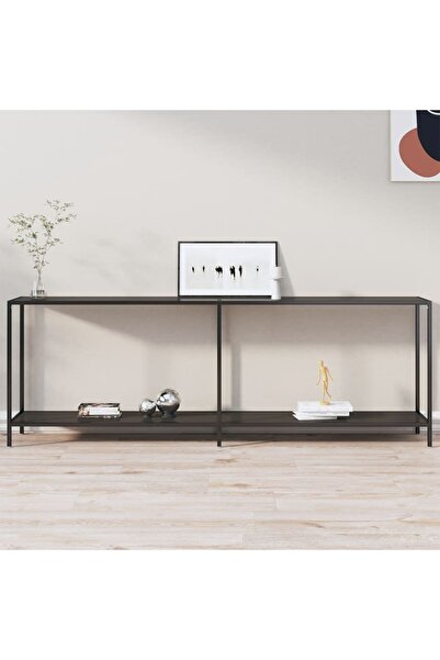 Concept Τραπέζι κονσόλας, μαύρο, 220x35x75,5 cm, σκληρυμένο γυαλί