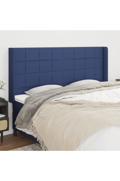 Concept Tăblie de pat cu aripioare, albastru, 183x16x118/128 cm, textil