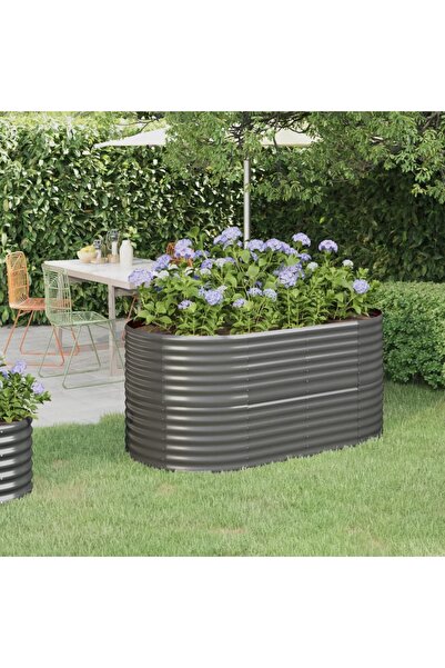 Concept Γκρι γλάστρα κήπου 152x80x68 cm ηλεκτροστατικά βαμμένη από χάλυβα