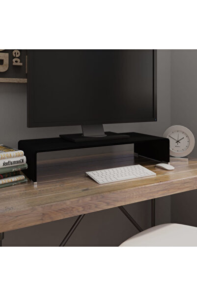 Concept Стойка за телевизор/монитор, стъкло, 70x30x13 см, черна