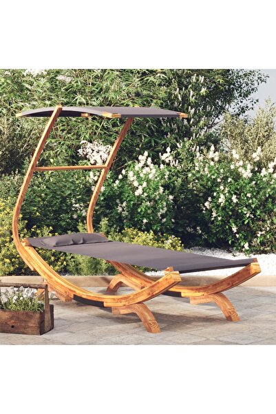 Concept Hamac cu baldachin, antracit, 100x198x150 cm, lemn masiv curbat