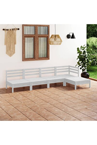 Concept Σετ επίπλων κήπου, 5 τεμάχια, λευκό, μασίφ ξύλο πεύκου