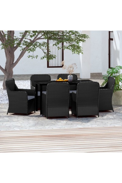 Concept Set mobilier pentru grădină cu perne, 7 piese, negru