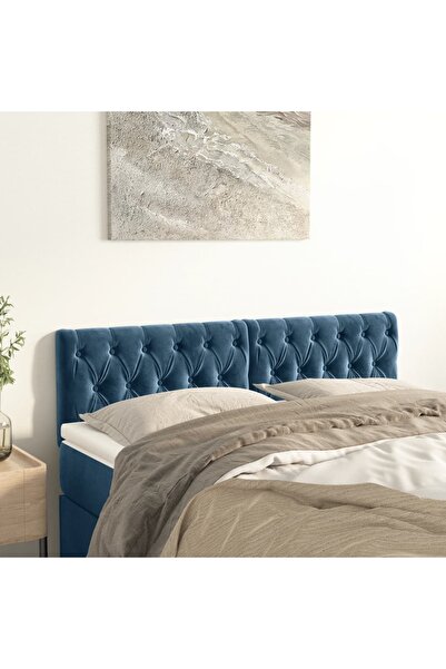 Concept Tăblii de pat, 2 buc, albastru închis, 80x7x78/88 cm, catifea