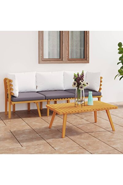 Concept Σετ επίπλων κήπου με μαξιλάρια, 3 τεμάχια, από μασίφ ξύλο ακακίας