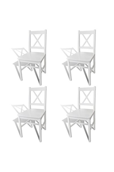 Concept Καρέκλες κουζίνας, 4 τεμ., λευκές, από ξύλο πεύκου