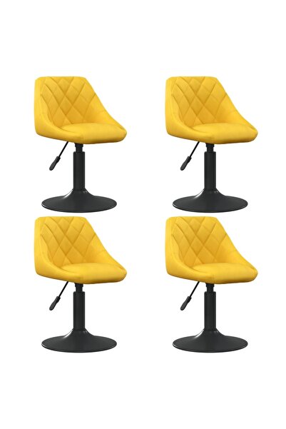 Concept Περιστρεφόμενες καρέκλες τραπεζαρίας, 4 τεμ., κίτρινο μουσταρδί, Βελούδο