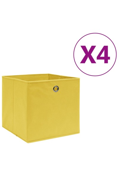 Concept Κουτιά αποθήκευσης, 4 τεμ., κίτρινο, 28x28x28 cm, μη υφασμένο ύφασμα