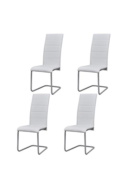 Concept Καρέκλες κουζίνας κονσόλα, 4 τεμ., λευκές, οικολογικό Δερμάτινο