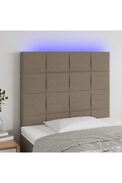 Concept Tăblie de pat cu LED, gri taupe, 100x5x118/128 cm, textil