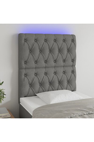 Concept LED headboard, dark grey, 80x7x118/128 cm, textile