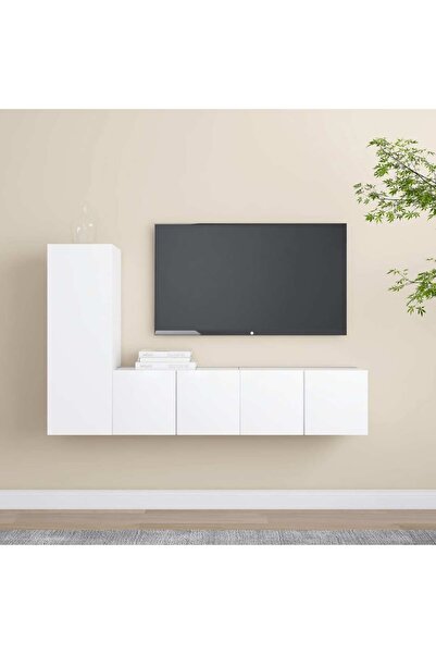 Concept Σετ ντουλαπιών τηλεόρασης, 3 τεμάχια, λευκό, μοριοσανίδα