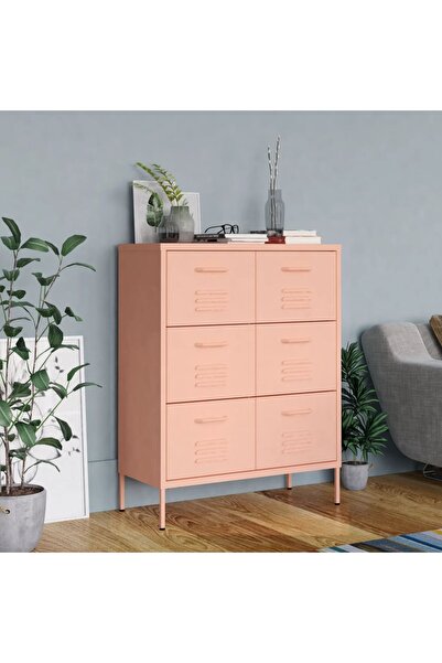 Concept Συρταριέρα, ροζ, 80x35x101,5 cm, ατσάλι