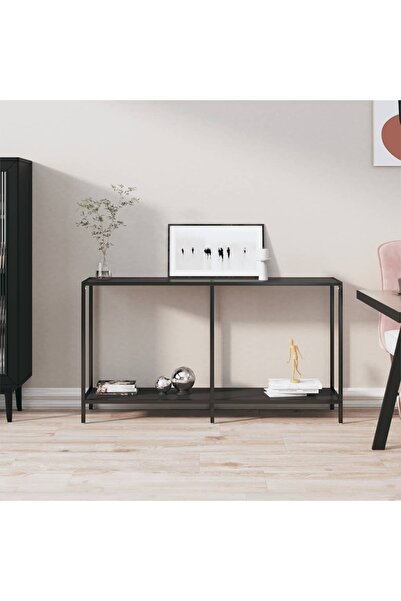 Concept Masă consolă, negru, 140x35x75,5 cm, sticlă securizată