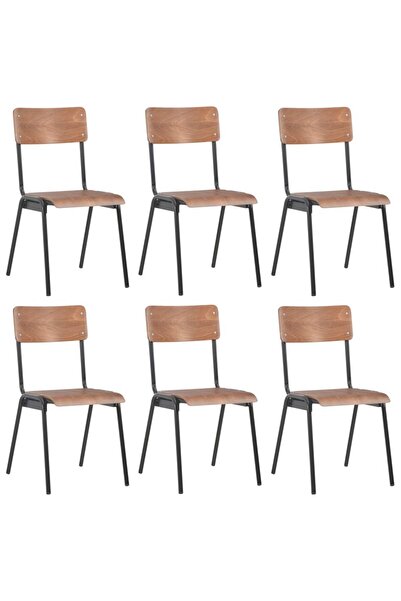 Concept Καρέκλες κουζίνας, 6 τεμ., καφέ, κόντρα πλακέ