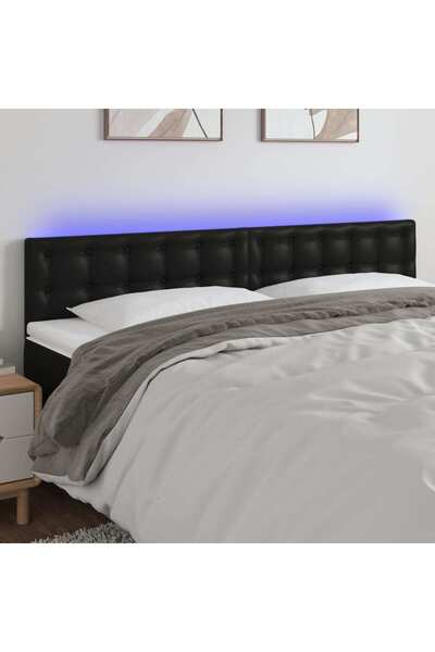 Concept Κεφαλάρι LED, μαύρο, 160x5x78/88 cm, οικολογικό Δερμάτινο